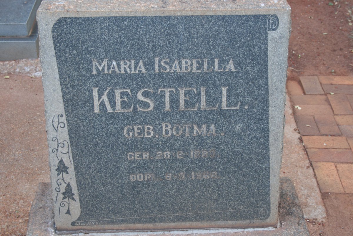 KESTELL Maria Isabella nee BOTHMA 188?-196?