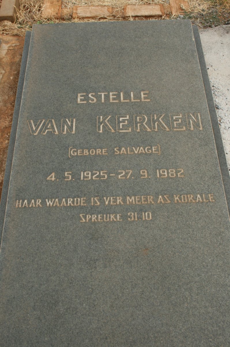 KERKEN Estelle, van nee SALVAGE 1925-1982