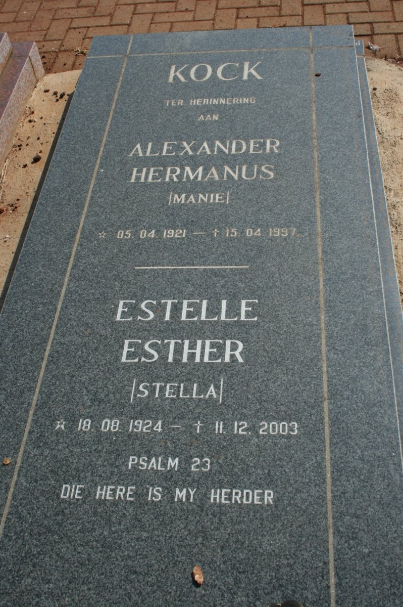 KOCK Alexander Hermanus 1921-1997 &amp; Estelle Esther 1924-2003