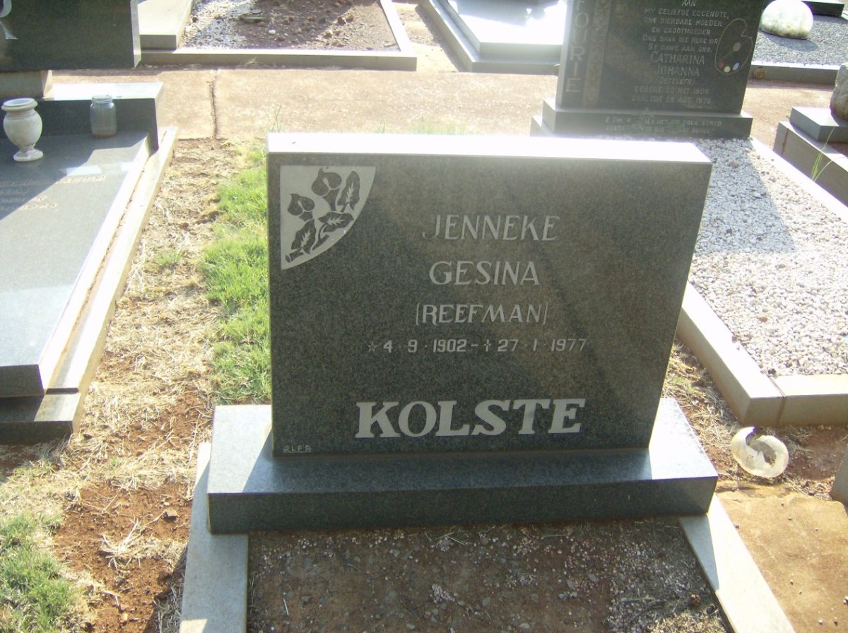 KOLSTE Jenneke Gesina nee REEFMAN 1902-1977