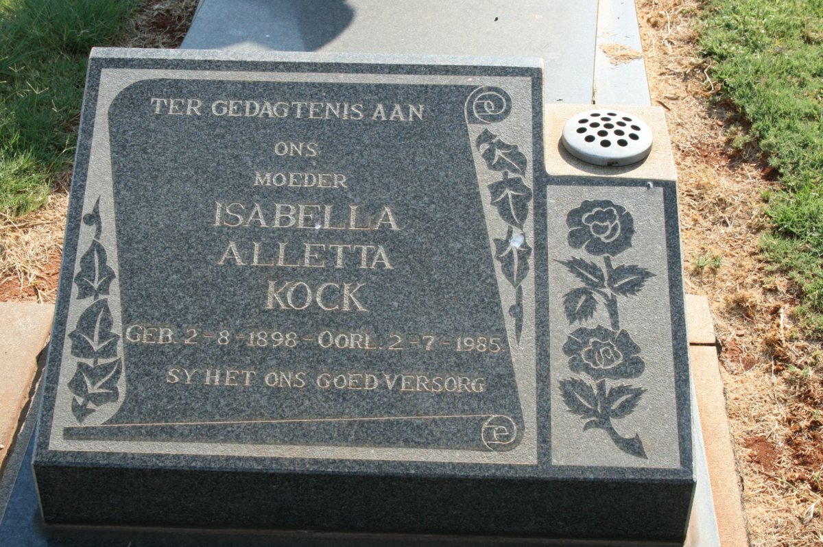 KOCK Isabella Alletta 1898-1985