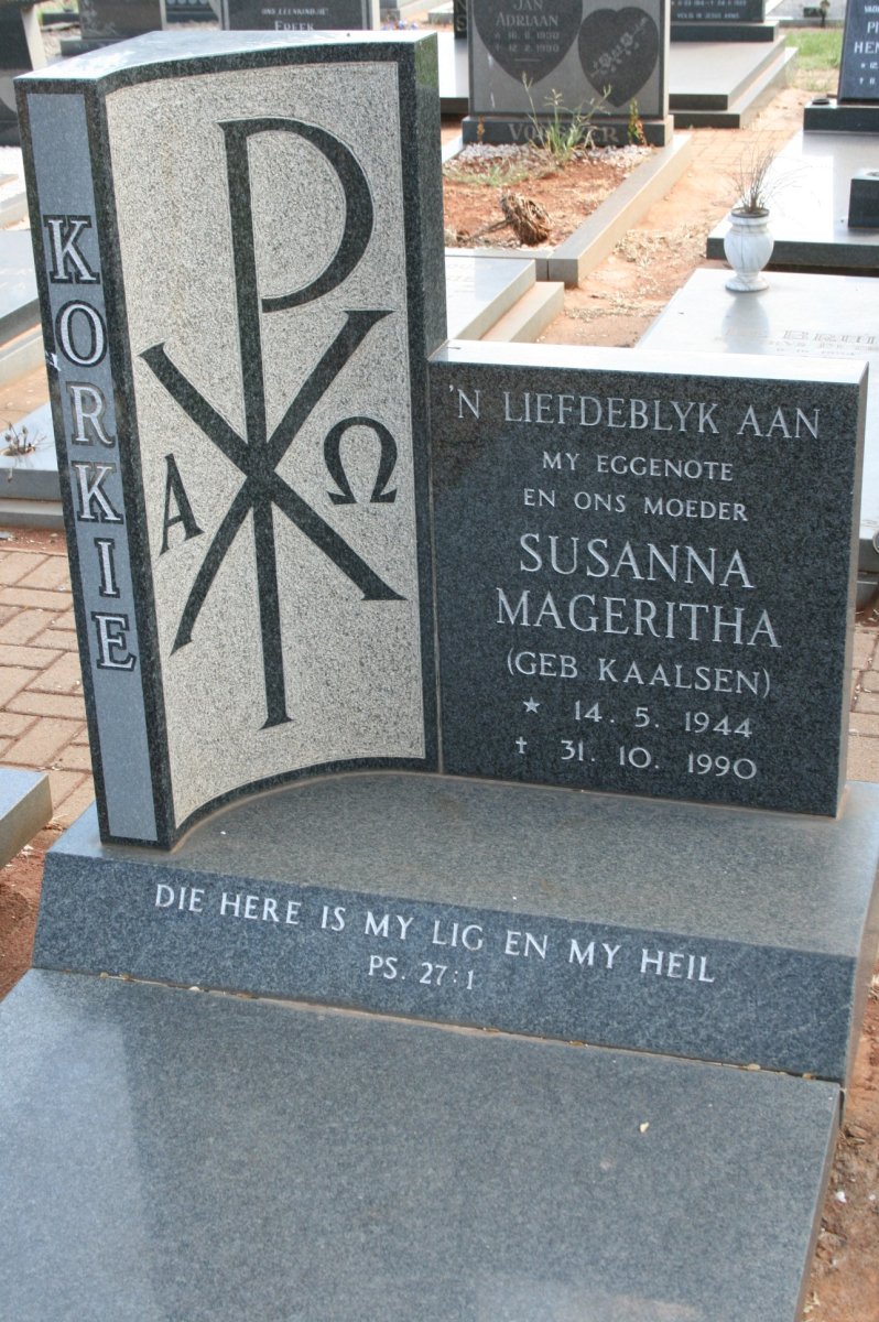 KORKIE Susanna Mageritha nee KAALSEN 1944-1990