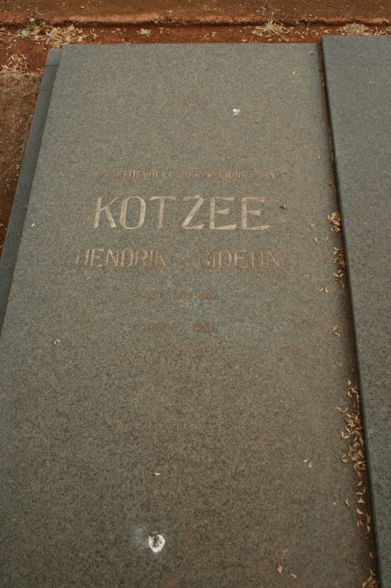 KOTZEE Hendrik Gideon 1907-1936