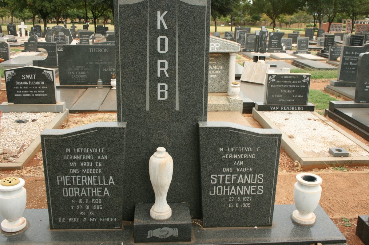 KORB Stefanus Johannes 1927-1989 &amp; Pieternella Dorathea 1930-1985