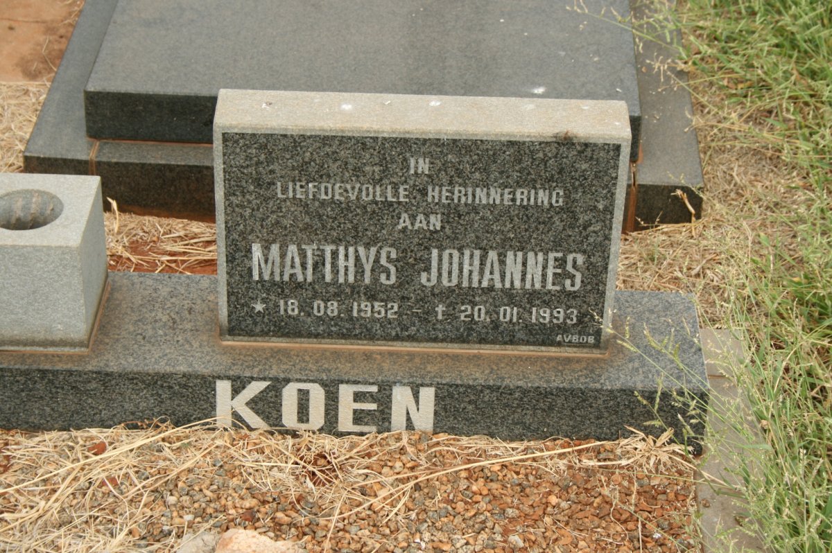 KOEN Matthys Johannes 1952-1993