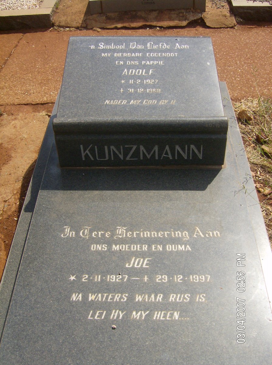 KUNZMAN Adolf 1927-19?? &amp; Joe 1927-1997