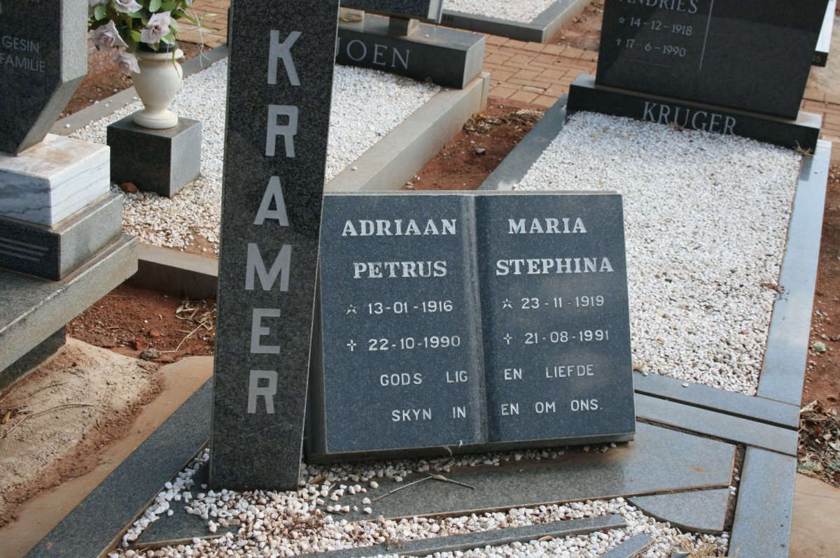 KRAMER Adriaan Petrus 1916-1990 &amp; Maria Stephina 1919-1991