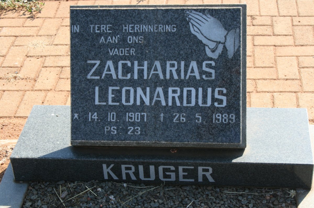KRUGER Zacharias Leonardus 1907-1989