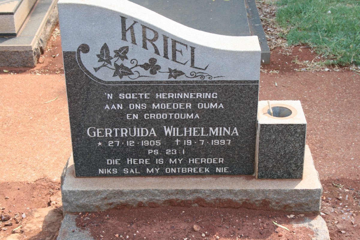 KRIEL Gertruida Wilhelmina 1905-1997