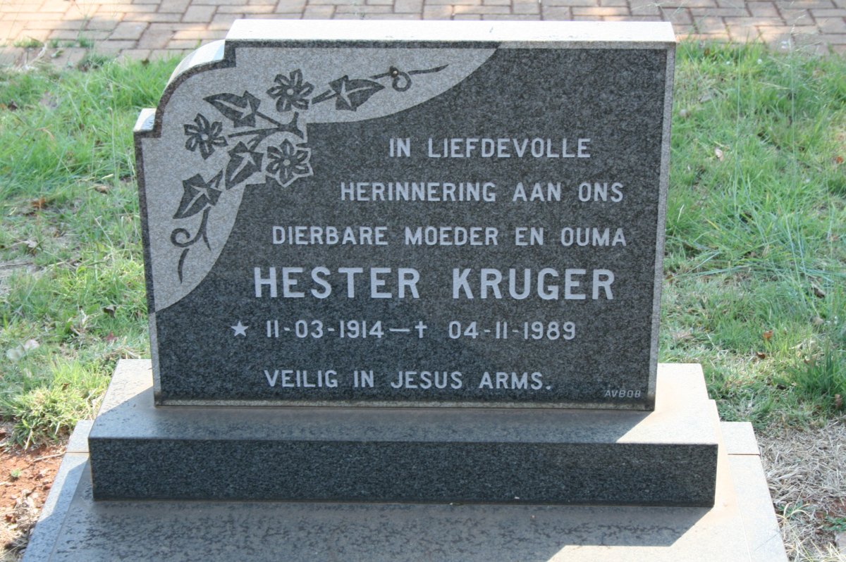 KRUGER Hester 1914-1989