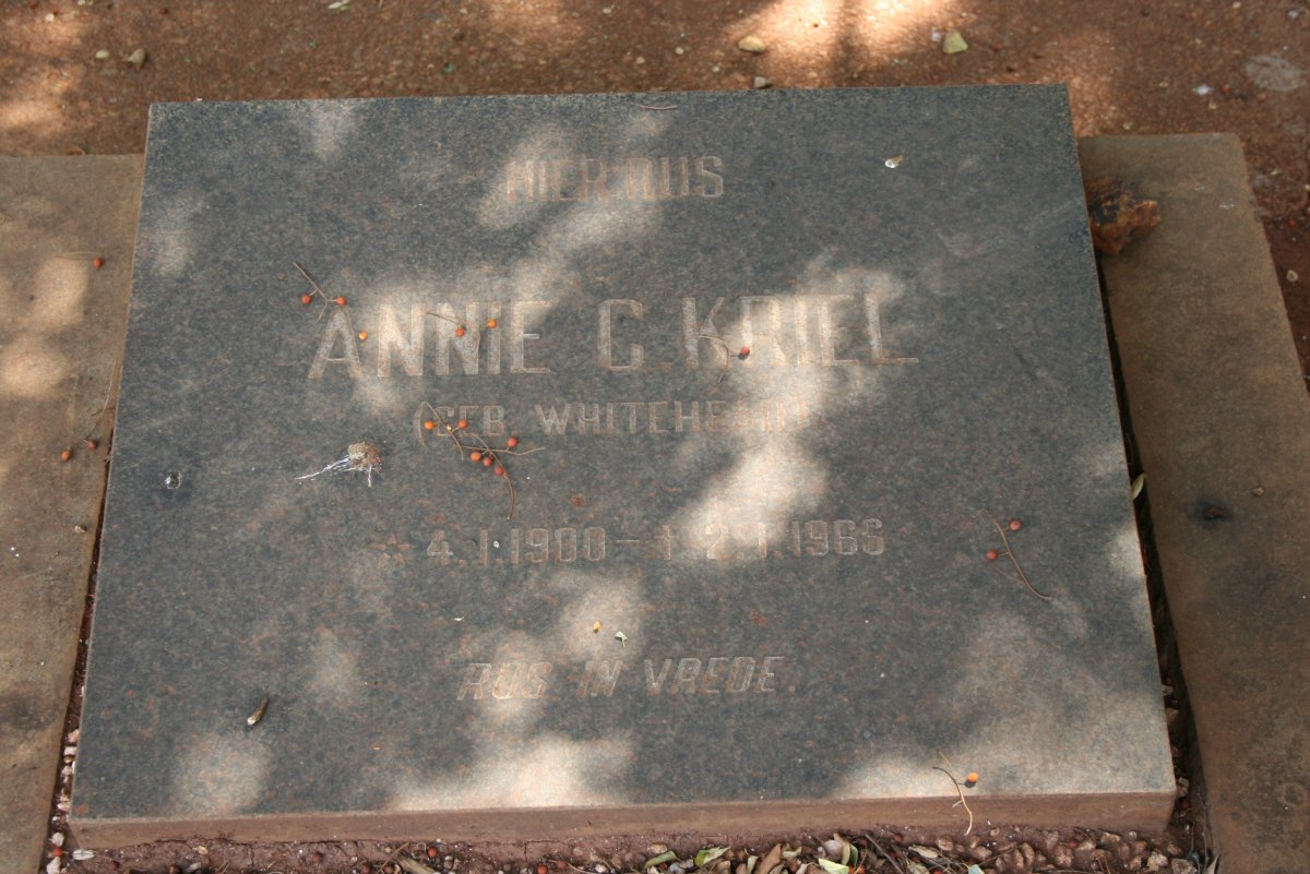 KRIEL Annie C. nee WHITEHEAD 1900-1985