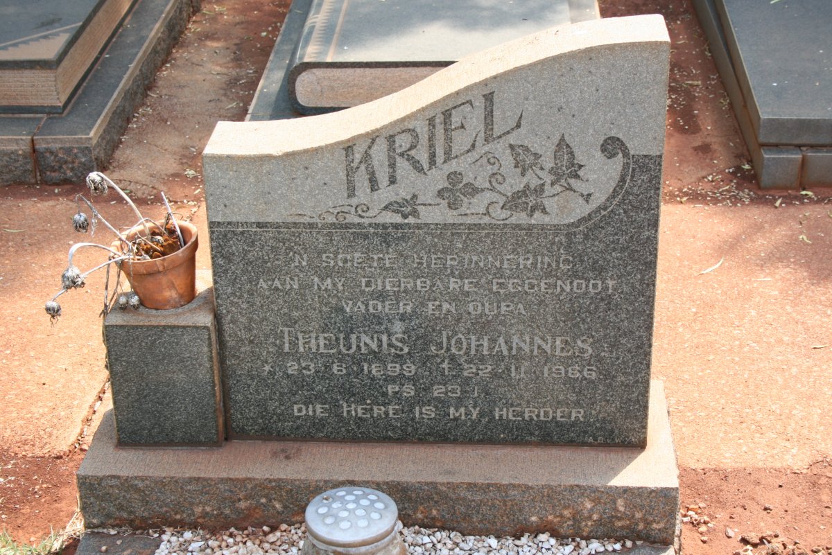 KRIEL Theunis Johannes 1899-1966