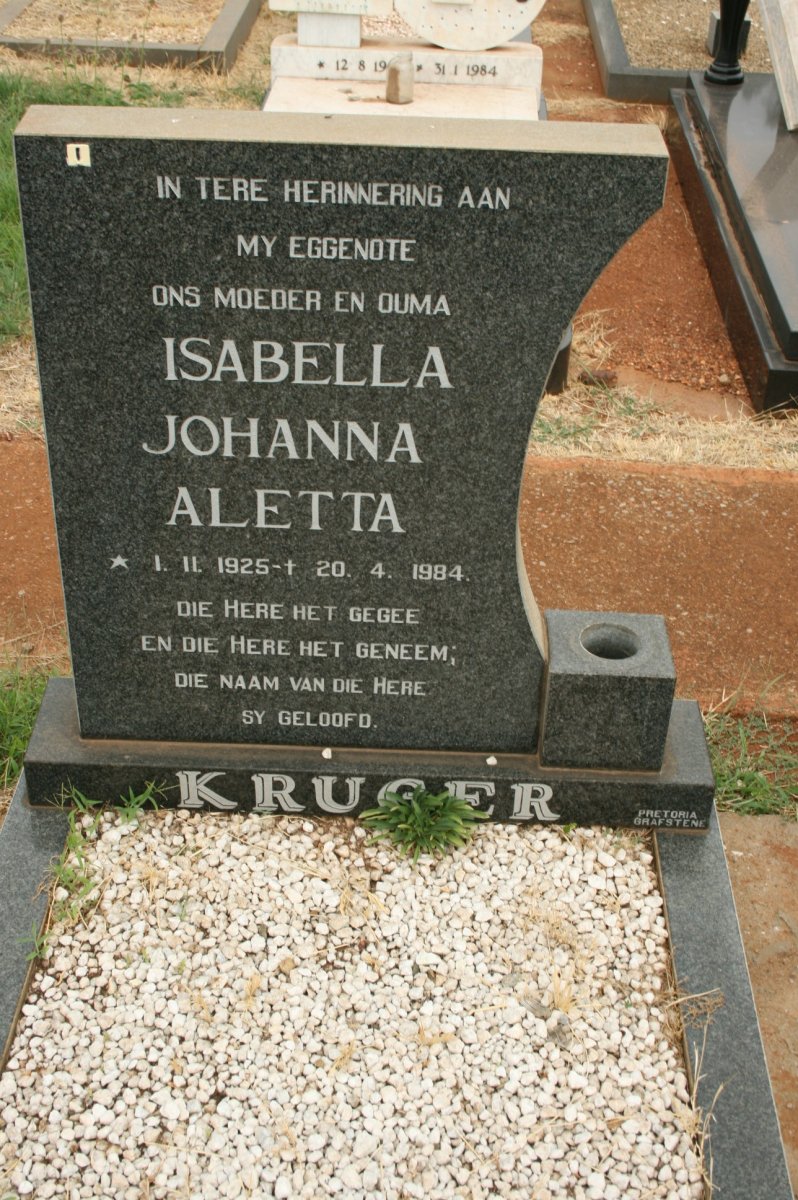 KRUGER Isabella Johanna Aletta 1925-1984