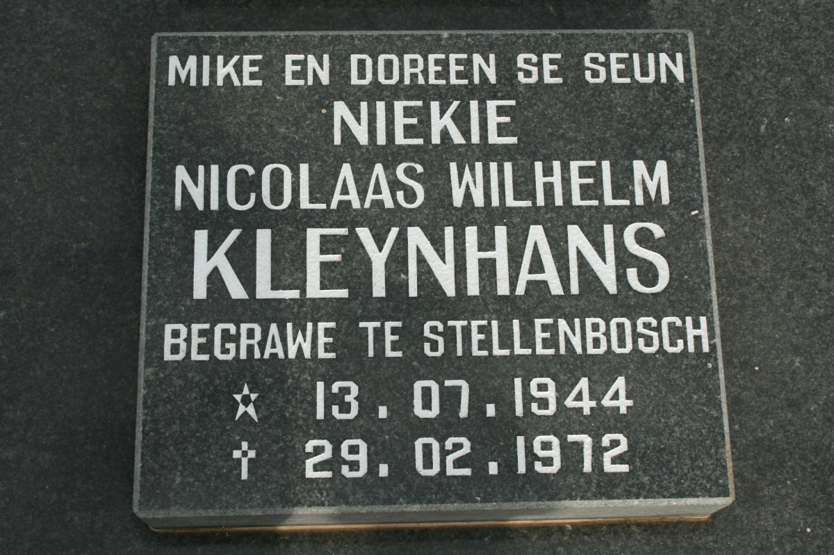 KLEYNHANS Nicolaas Wilhelm 1944-1972