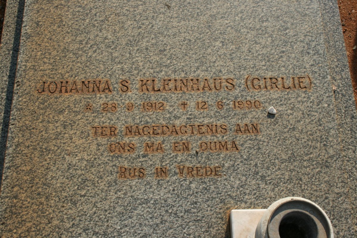 KLEINHAUS Johanna S. 1912-1990