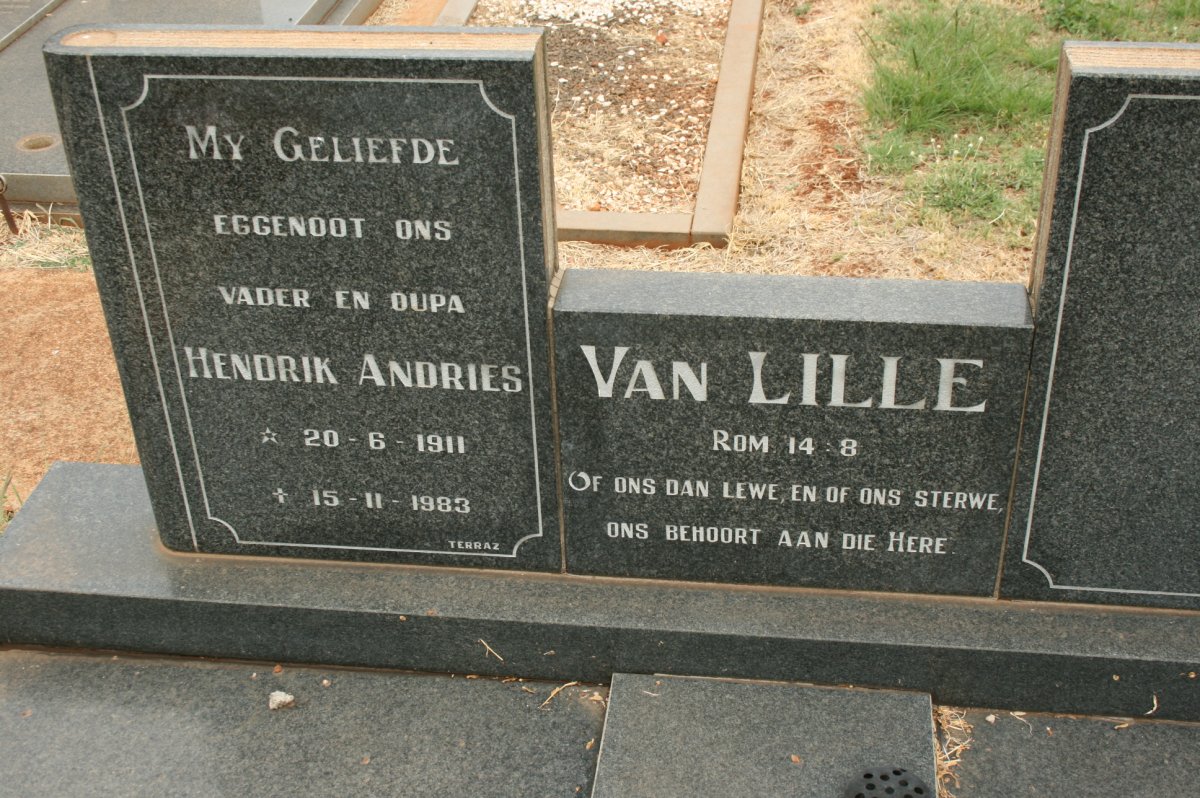 LILLE Hendrik Andries, van 1911-1983