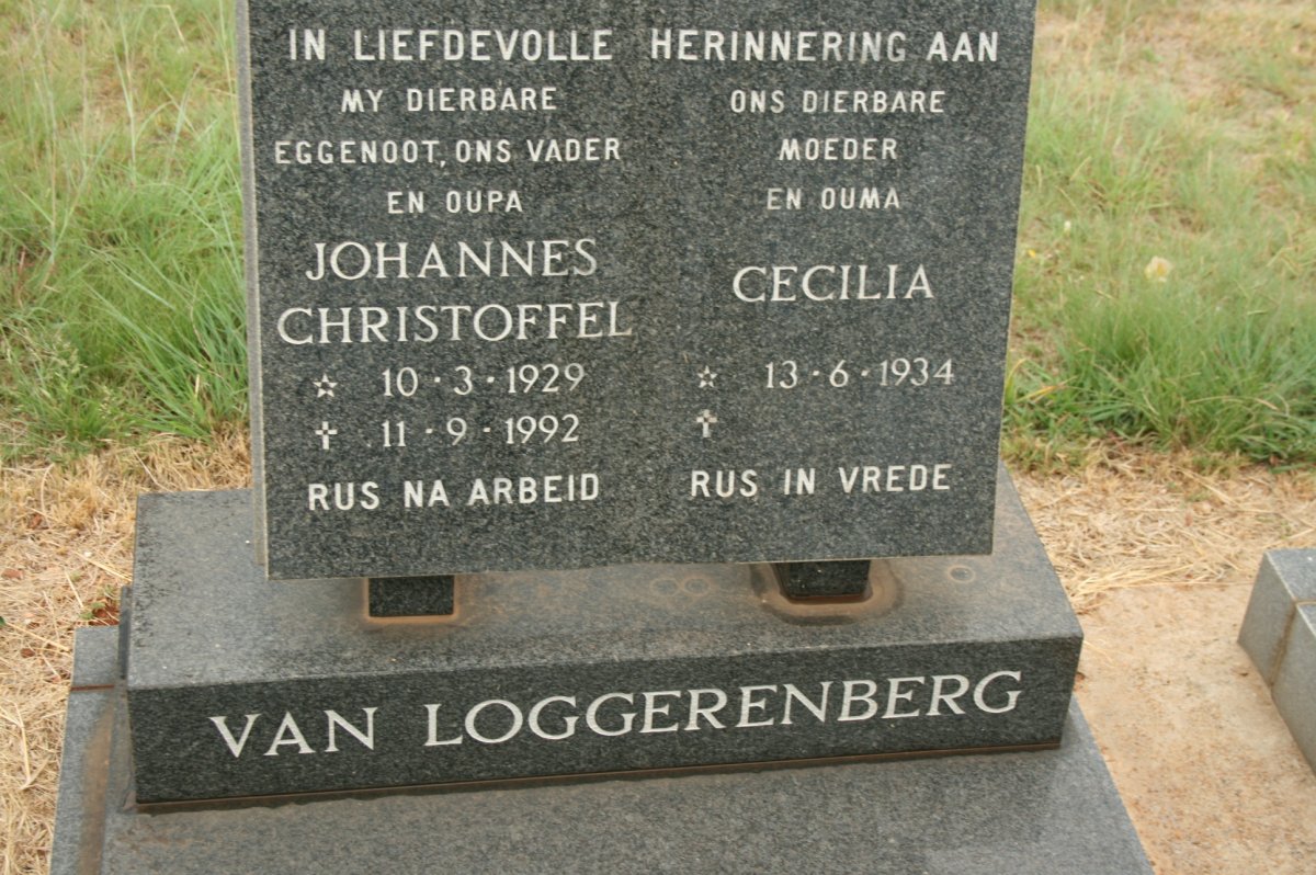 LOGGERENBERG Johannes Christoffel, van 1929-1992 &amp; Cecilia 1934-