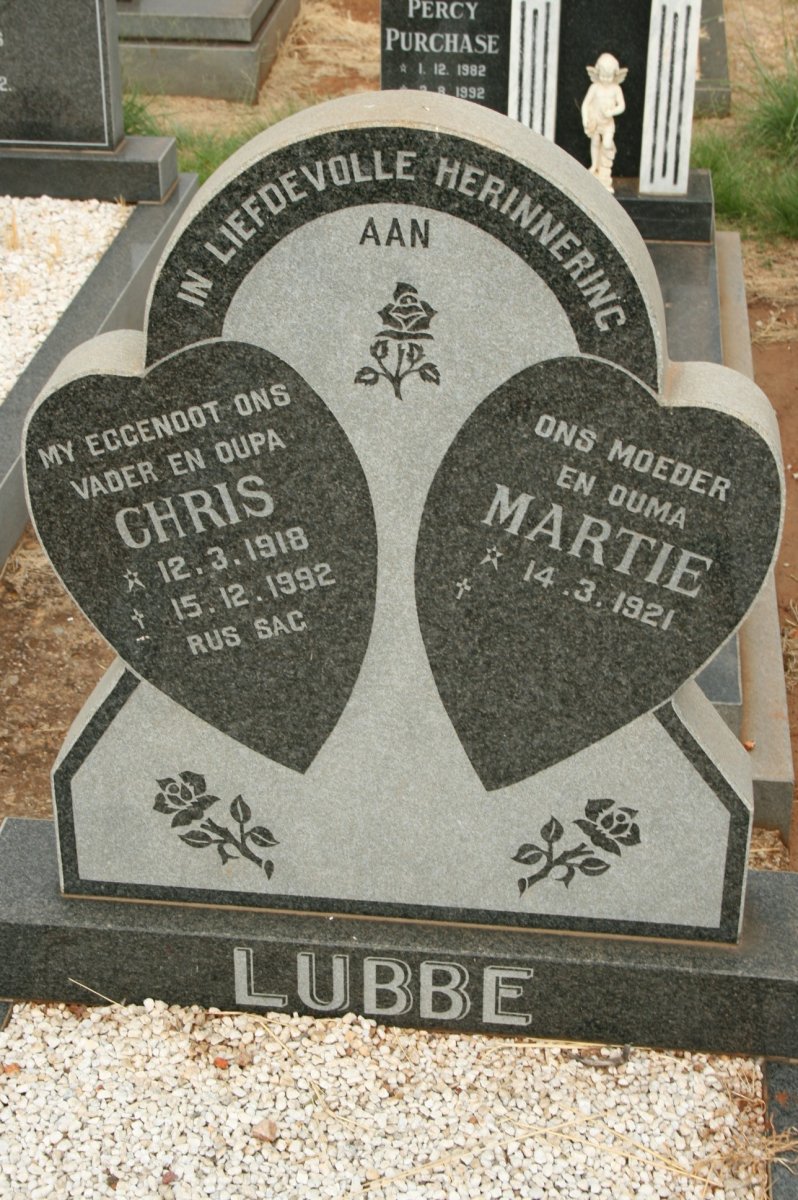 LUBBE Chris 1918-1992 &amp; Martie 1921-