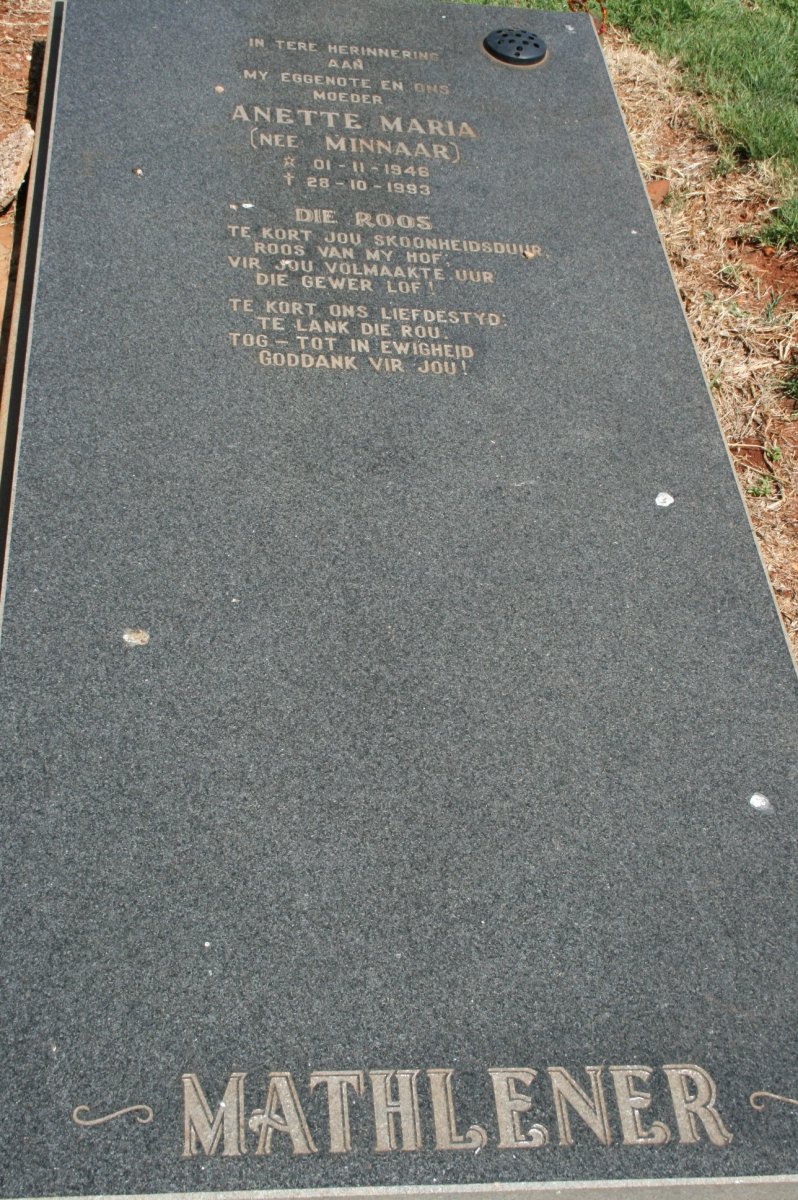 MATHLENER Anette Naria nee MINNAAR 1946-1993