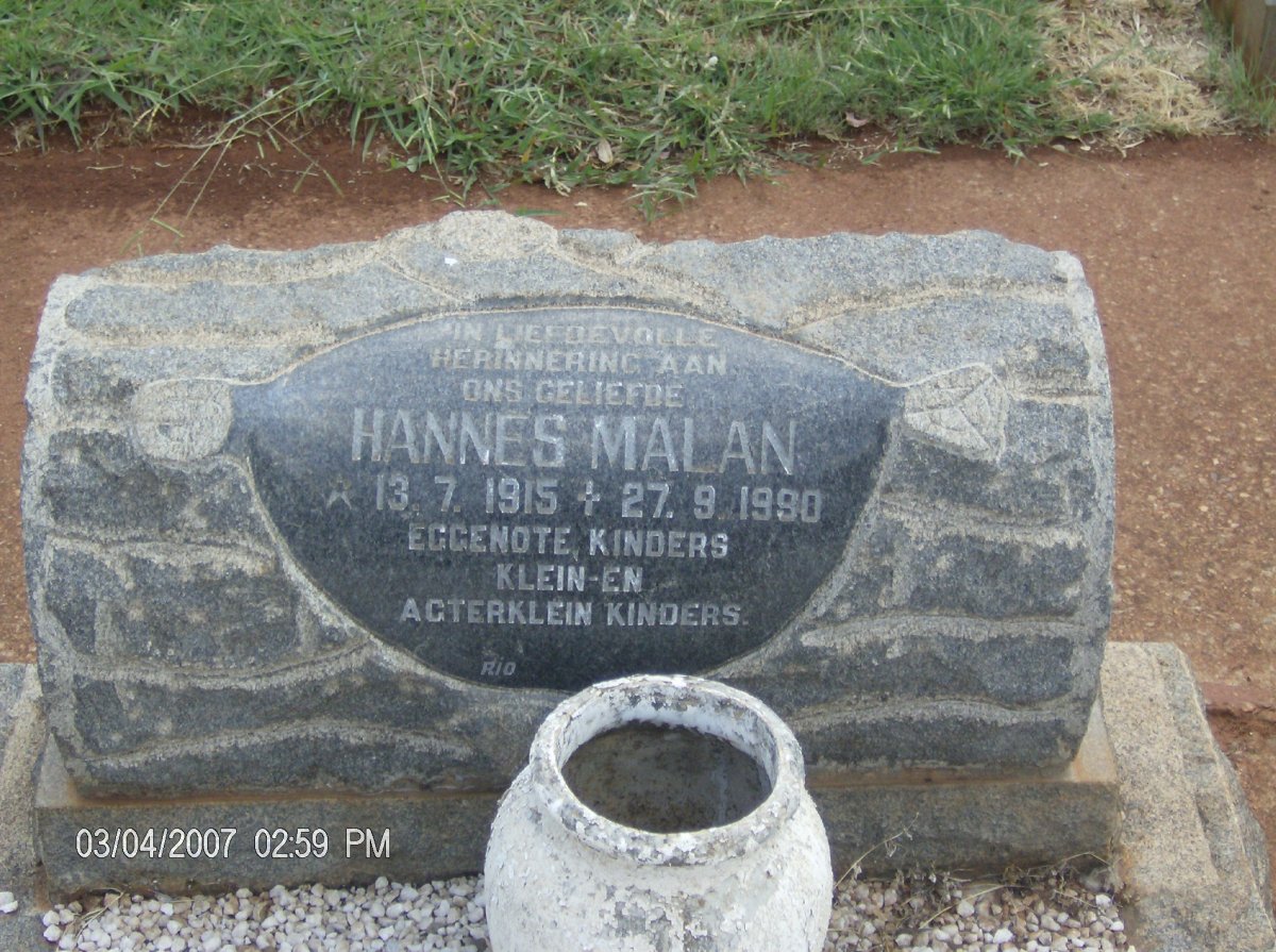 MALAN Hannes 1915-1990
