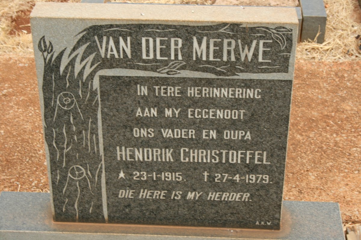 MERWE Hendrik Christoffel, van der 1915-1979