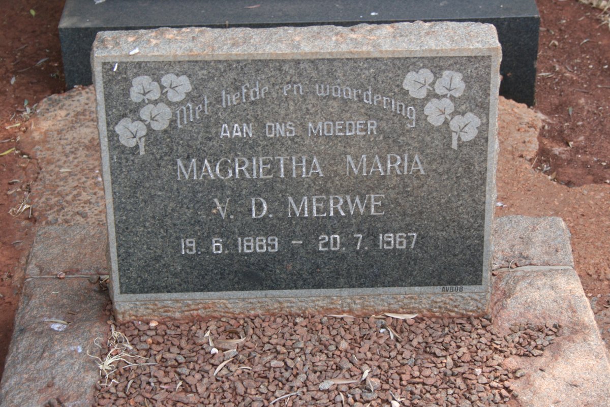 MERWE Magrietha Maria, v.d. 1889-1967