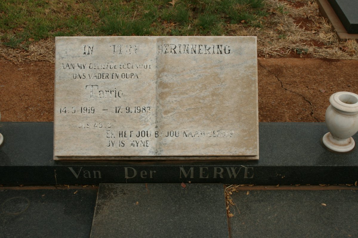 MERWE Tarria, van der 1919-1983