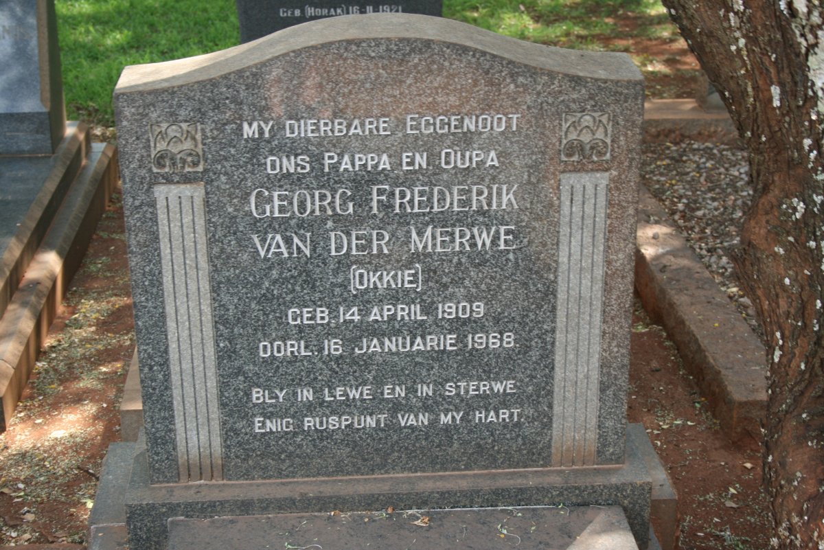 MERWE Georg Frederik, van der 1909-1968
