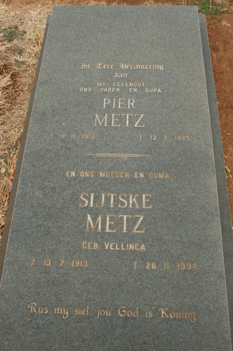 METZ Pier 1912-1985 &amp; Sijtske VELLINGA 1913-1994