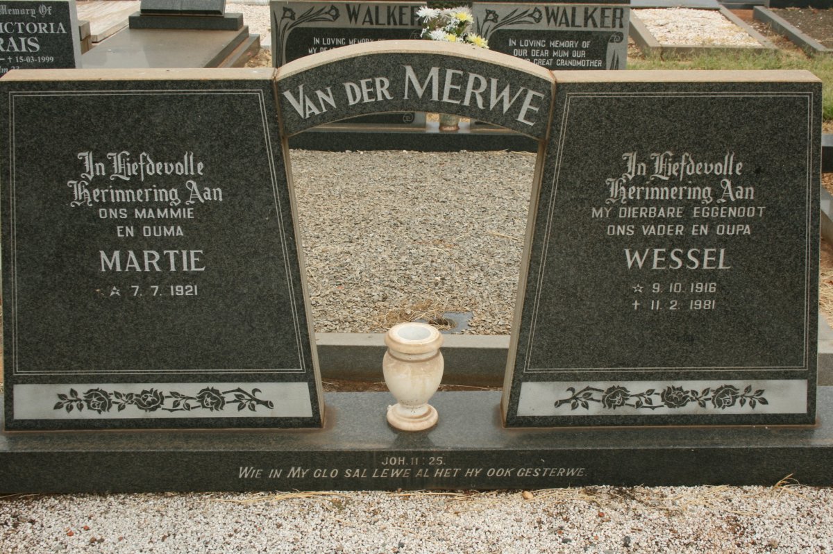 MERWE Wessel, van der 1916-1981 &amp; Martie 1921-