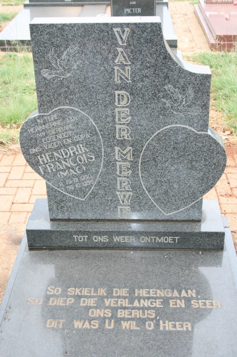 MERWE Hendrik Francois, van der 1930-1995