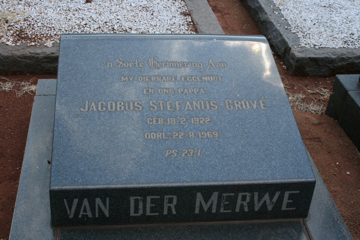 MERWE Jacobus Stefanus Grove, van der 1922-1969
