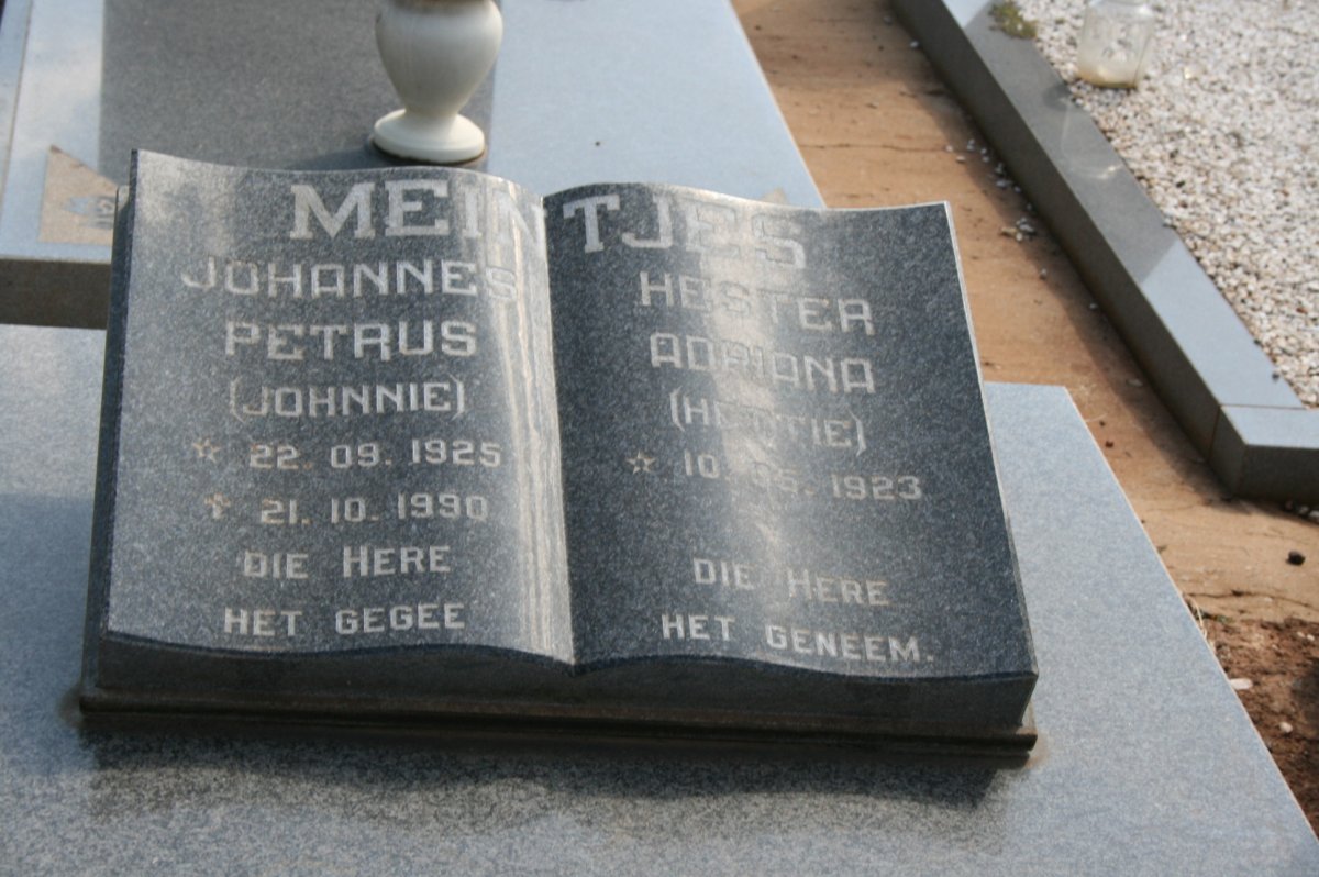 MEINTJES Johannes Petrus 1925-1990 &amp; Hester Adriana 1923-