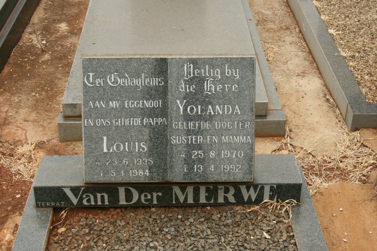 MERWE Louis, van der 1935-1984 :: VAN DER  MERWE Yolanda 1970-1992