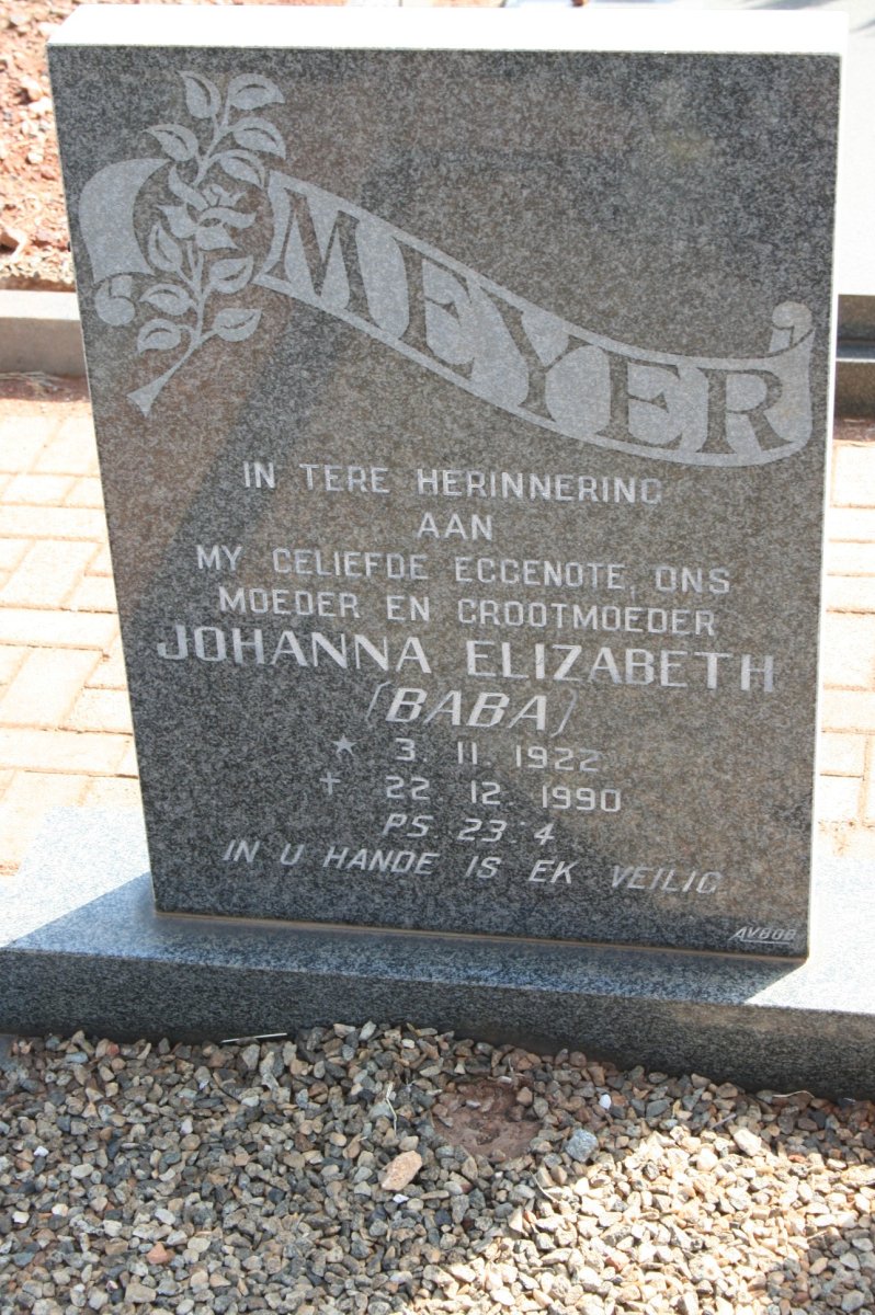 MEYER Johanna Elizabeth 1922-1990