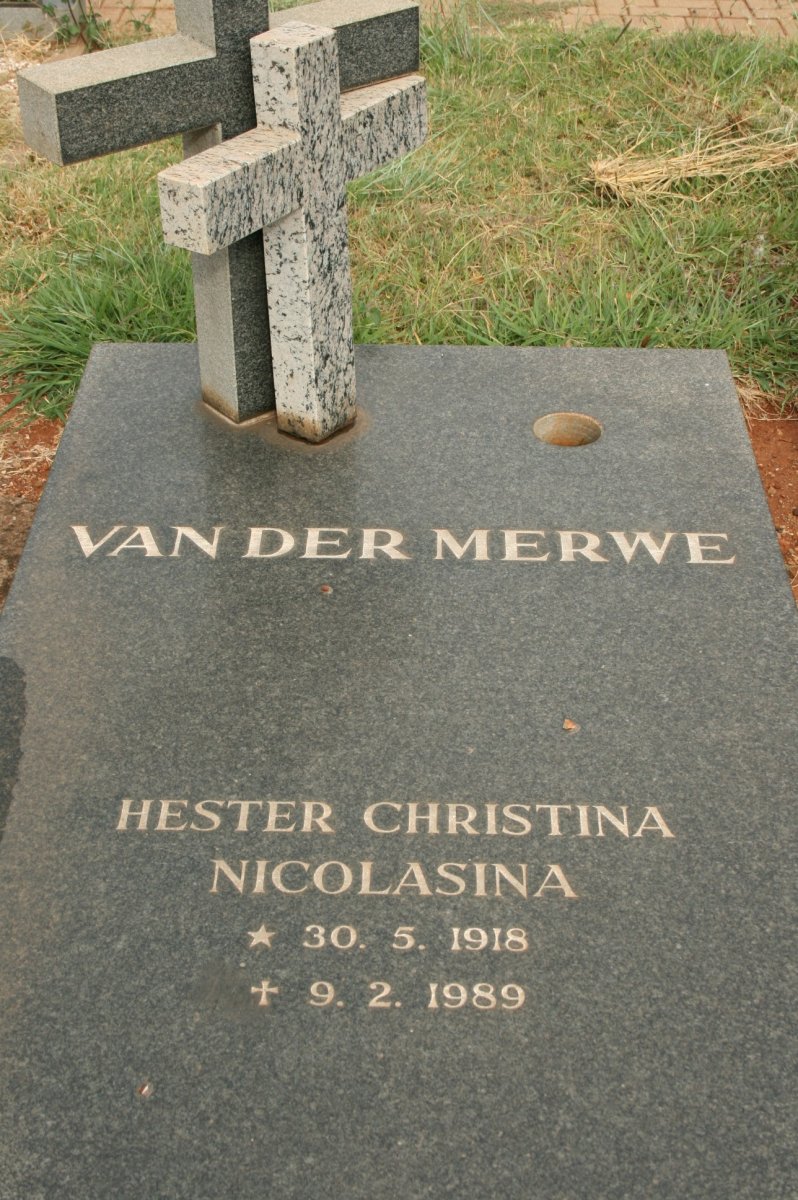 MERWE Hester Christina Nicolasina, van der 1918-1989