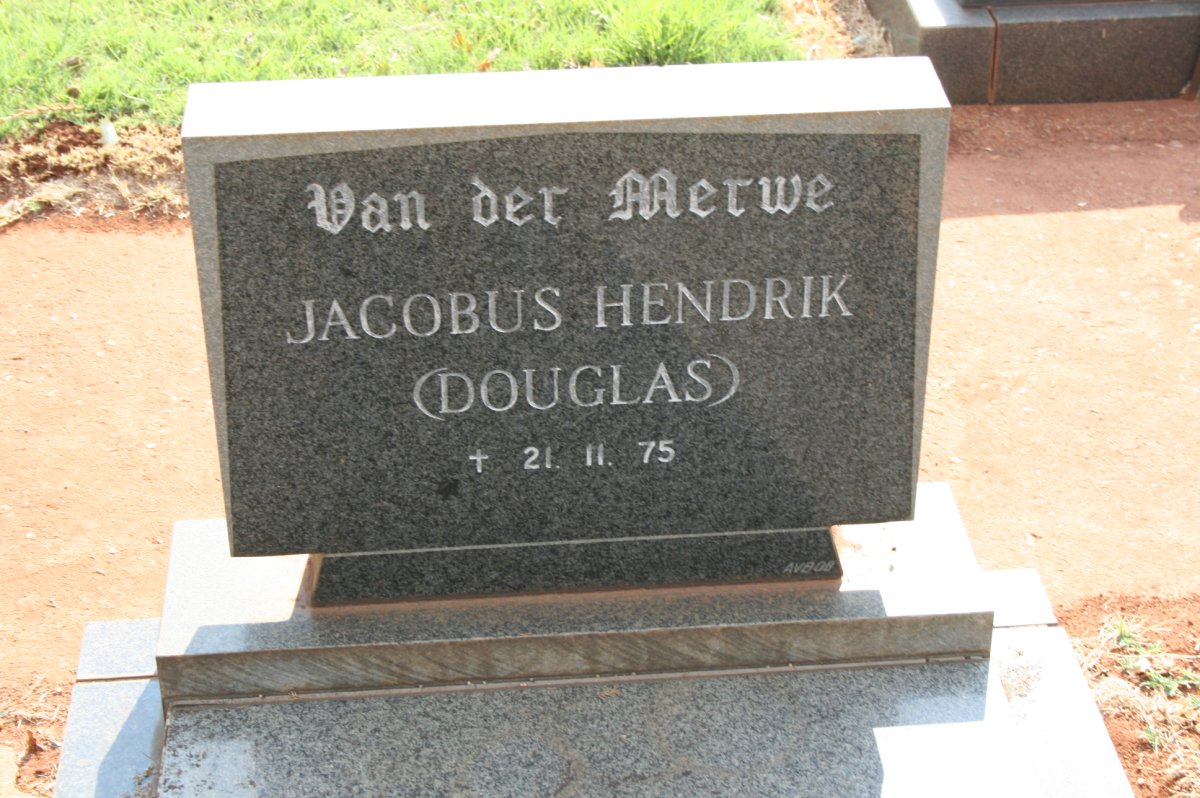 MERWE Jacobus Hendrik, van der -1975