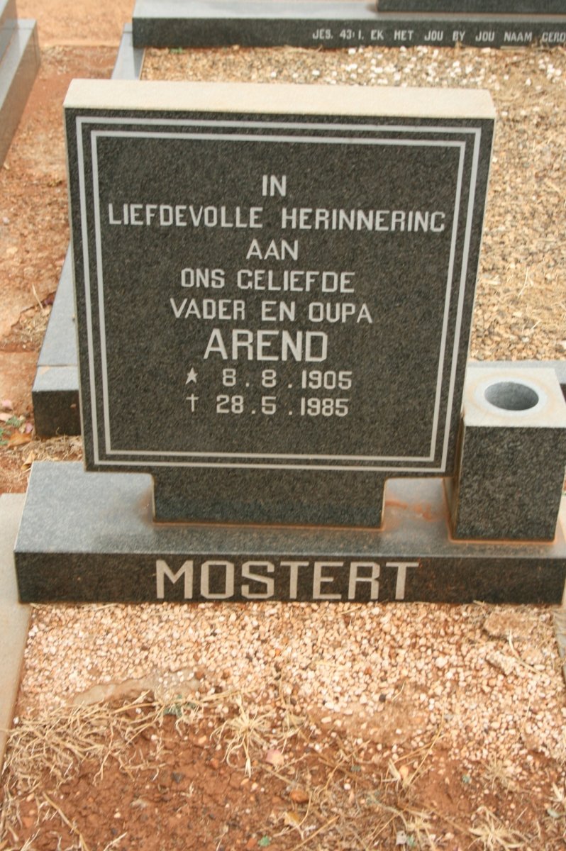 MOSTERT Arend 1905-1985