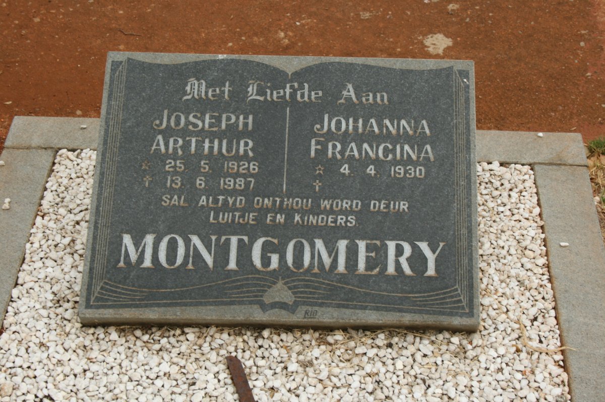 MONTGOMERY Joseph Arthur 1926-1987 &amp; Johanna Francina 1930-