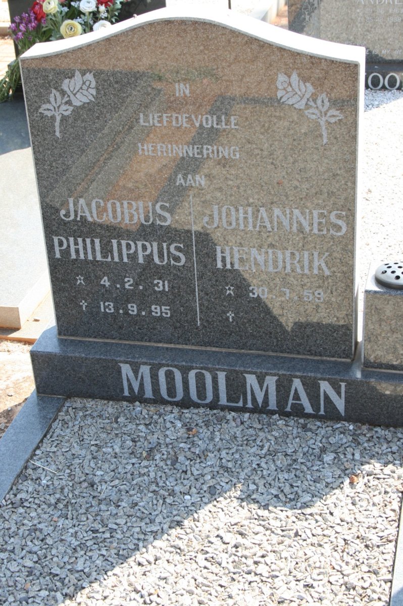 MOOLMAN Jacobus Philippus 1931-1995 :: MOOLMAN Johnnes Hendrik 1959-