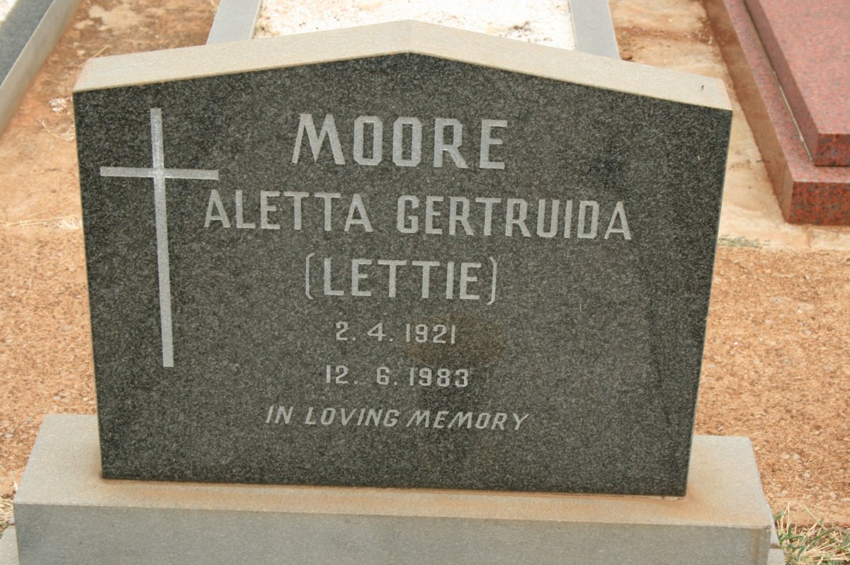 MOORE Aletta Gertruida 1921-1983