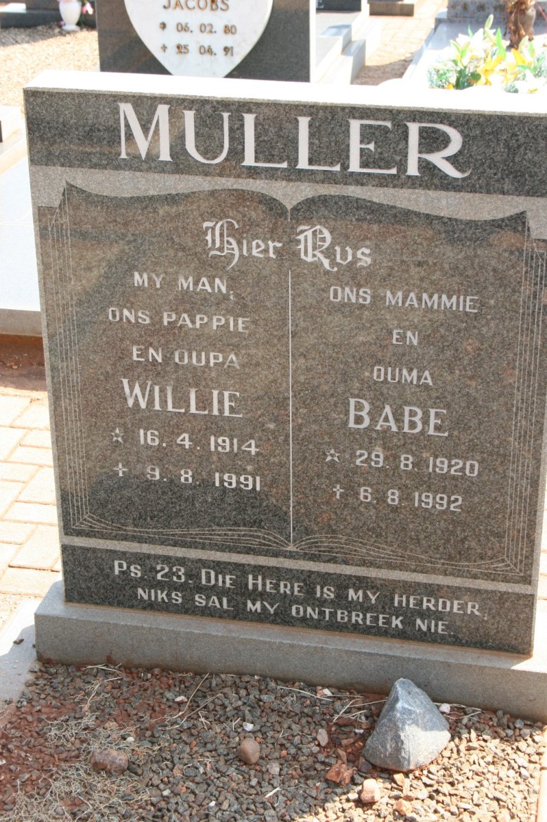 MULLER Willie 1914-1991 &amp; Babe 1920-1992
