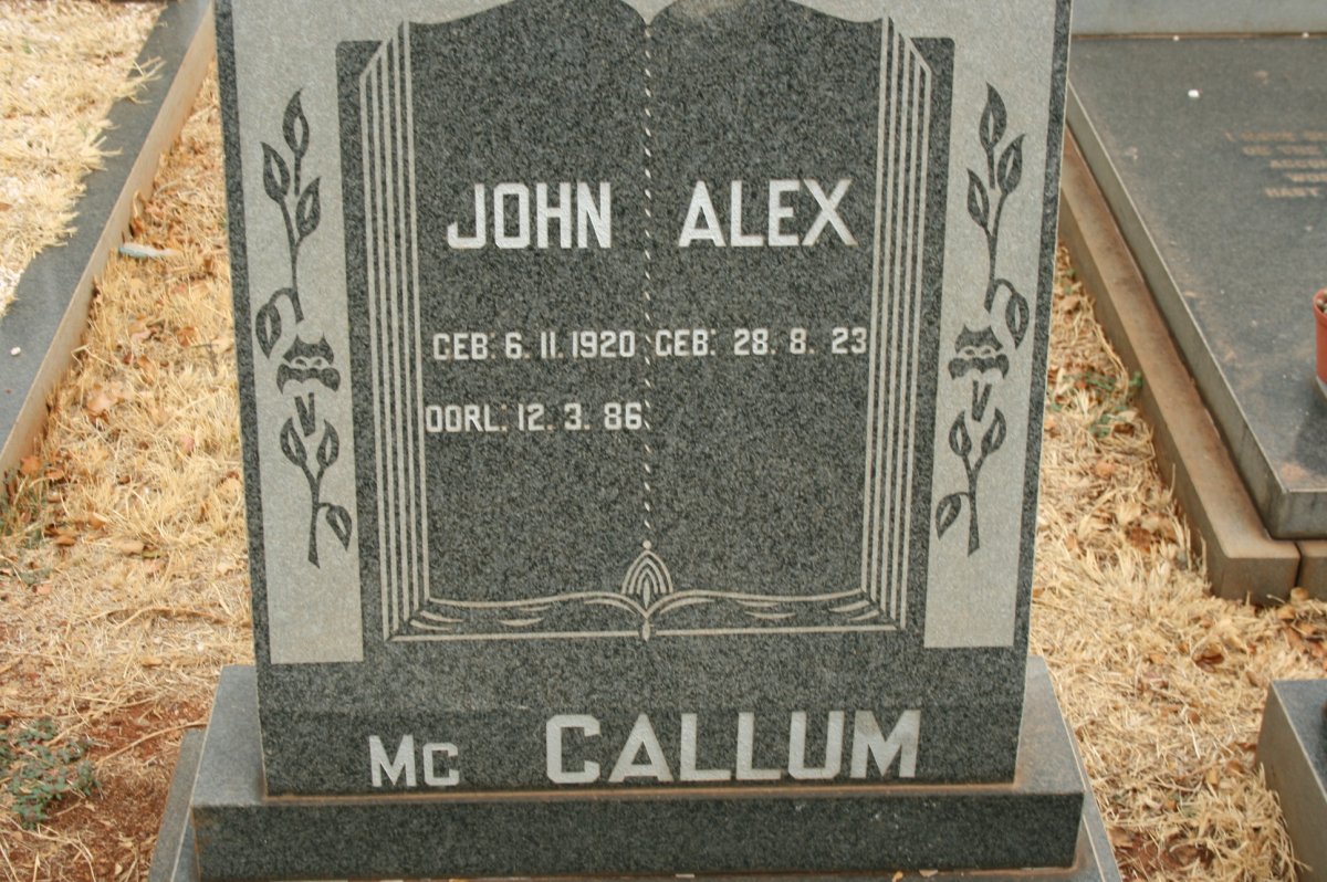 McCALLUM John 1920-1986 &amp; Alex 1923-