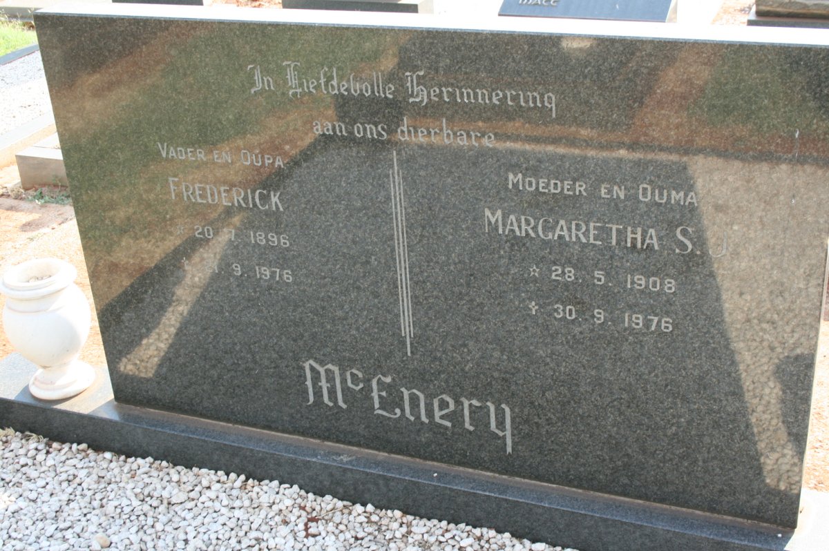 McENERY Frederick 1896-1976 &amp; Margaretha S. 1908-1976