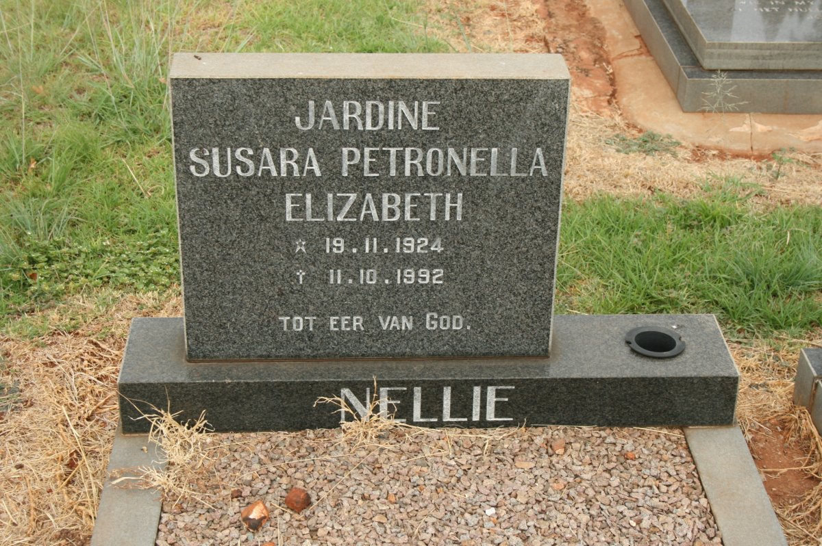 NELLIE Jardine Susara Petronella Elizabeth 1924-1992