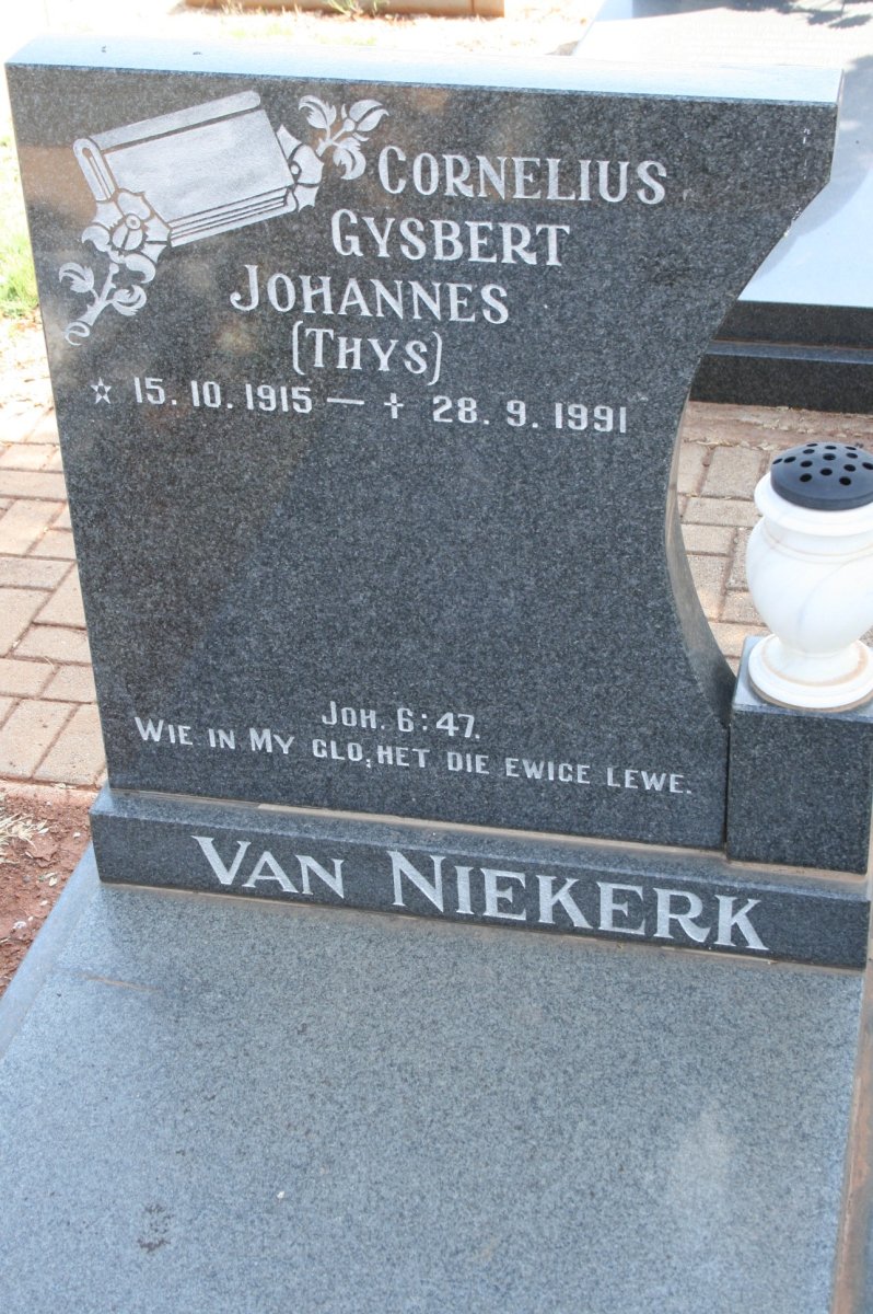NIEKERK Cornelius Gysbert Johannes, van 1915-1991
