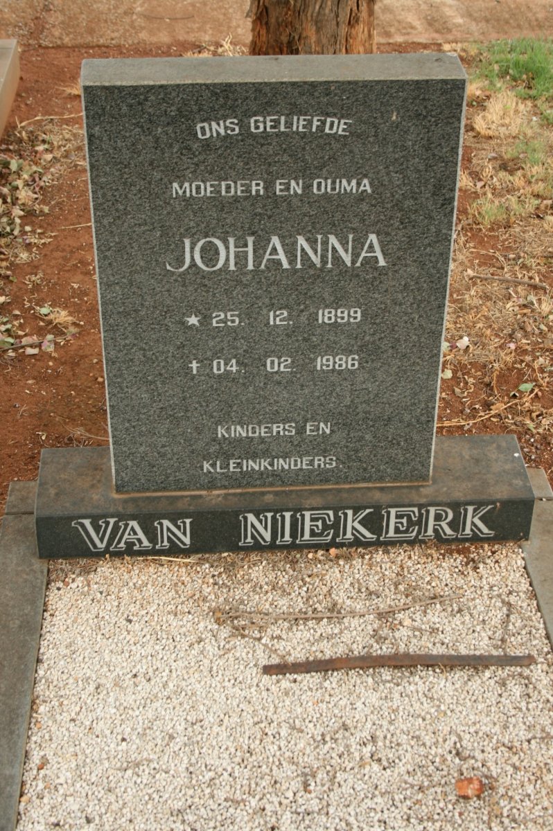 NIEKERK Johanna, van 1899-1986