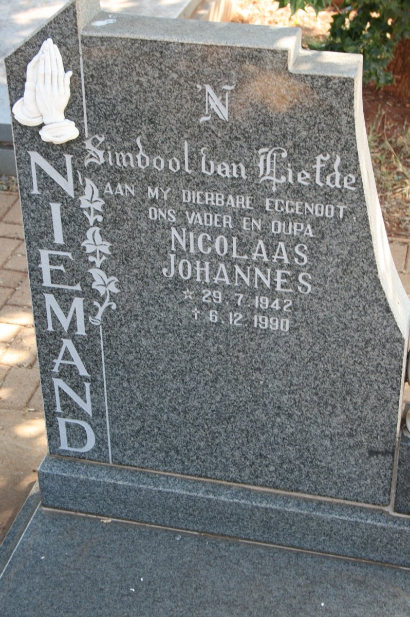 NIEMAND Nicolaas Johannes 1942-1990