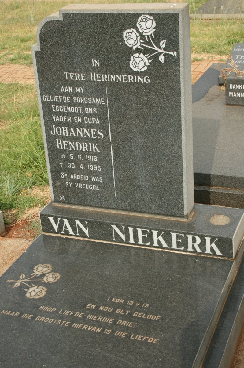 NIEKERK Johannes Hendrik, van 1913-1995
