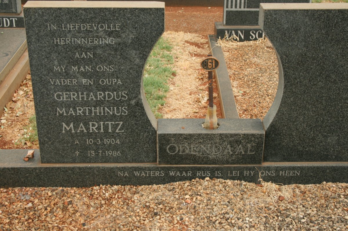 ODENDAAL Gerhardus Marthinus Maritz 1904-1986
